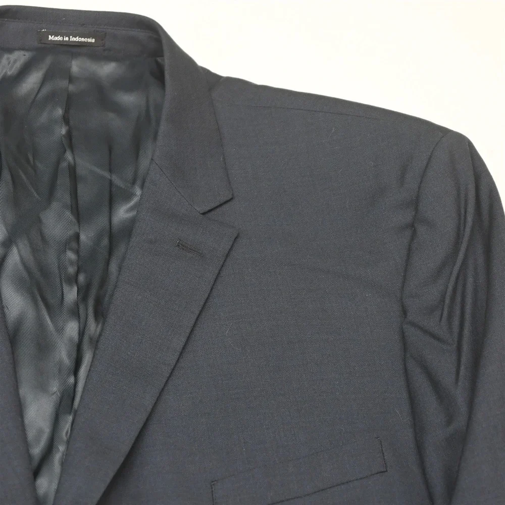 Pronto Uomo 54S 46x30 Blue Sharkskin 100% Wool Mens Jacket Pants Suit
